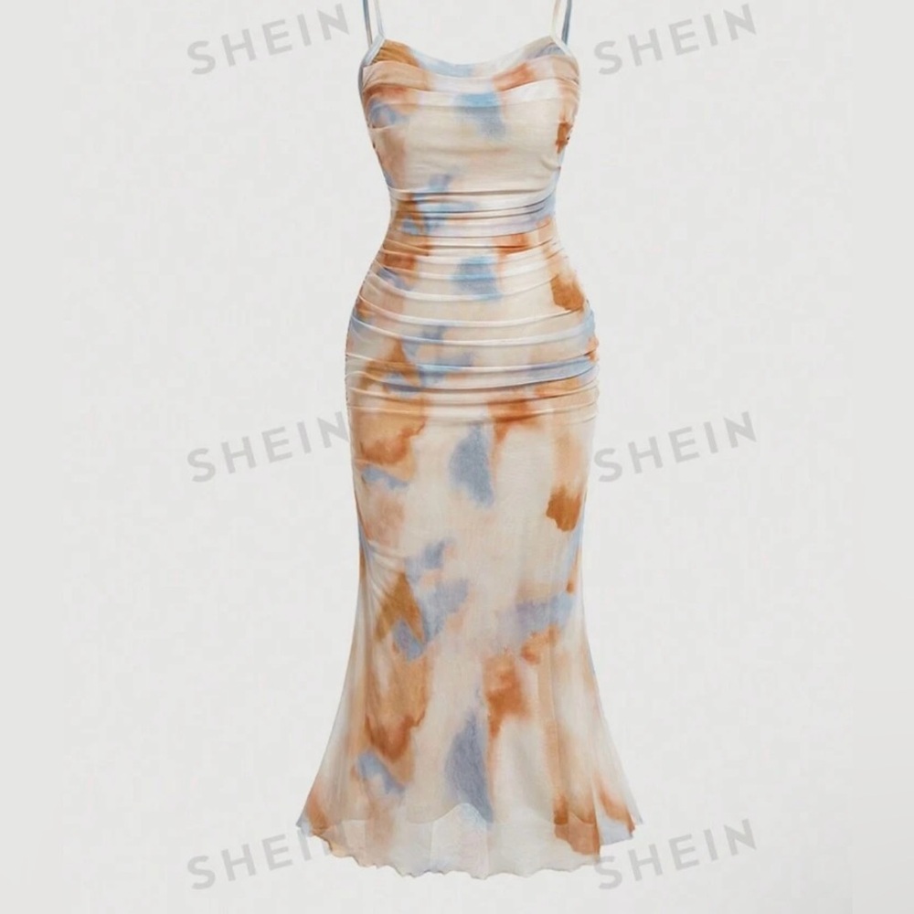 Bodycon Mesh Runched Dress